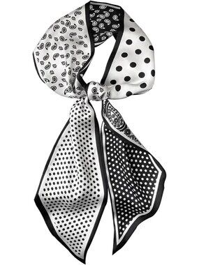 Women's black Printed Square Headscarf Bandanas Hair Scarf Neck Scarves